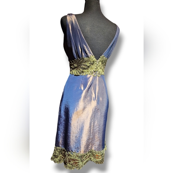 Metallic lace and beaded evening dress. Purple/bronze. Size 10. Lace Detailing - Picture 9 of 9